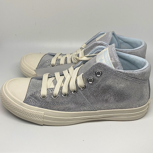 Converse CTAS Madison Mid Sneakers Women’s 6.5 Silver Metallic Suede - Picture 5 of 11